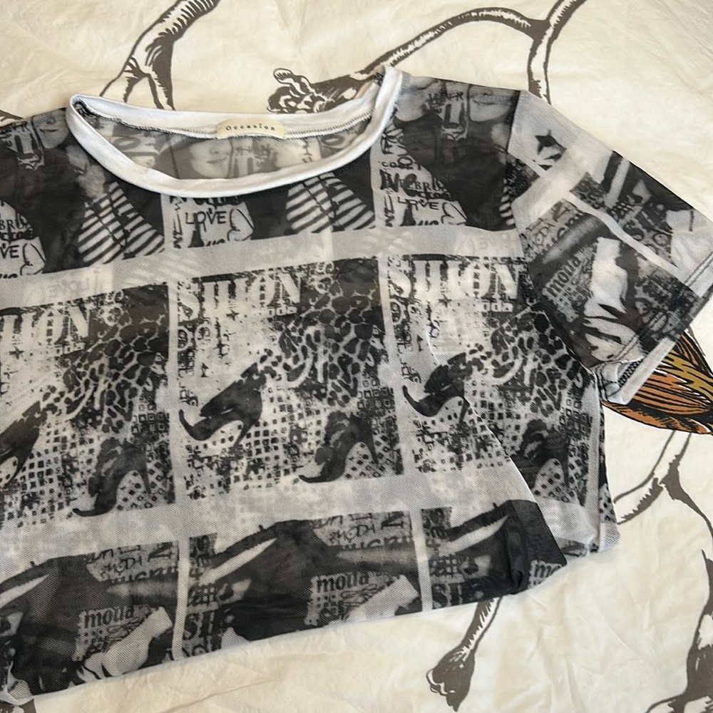 Black and White Sheer Top